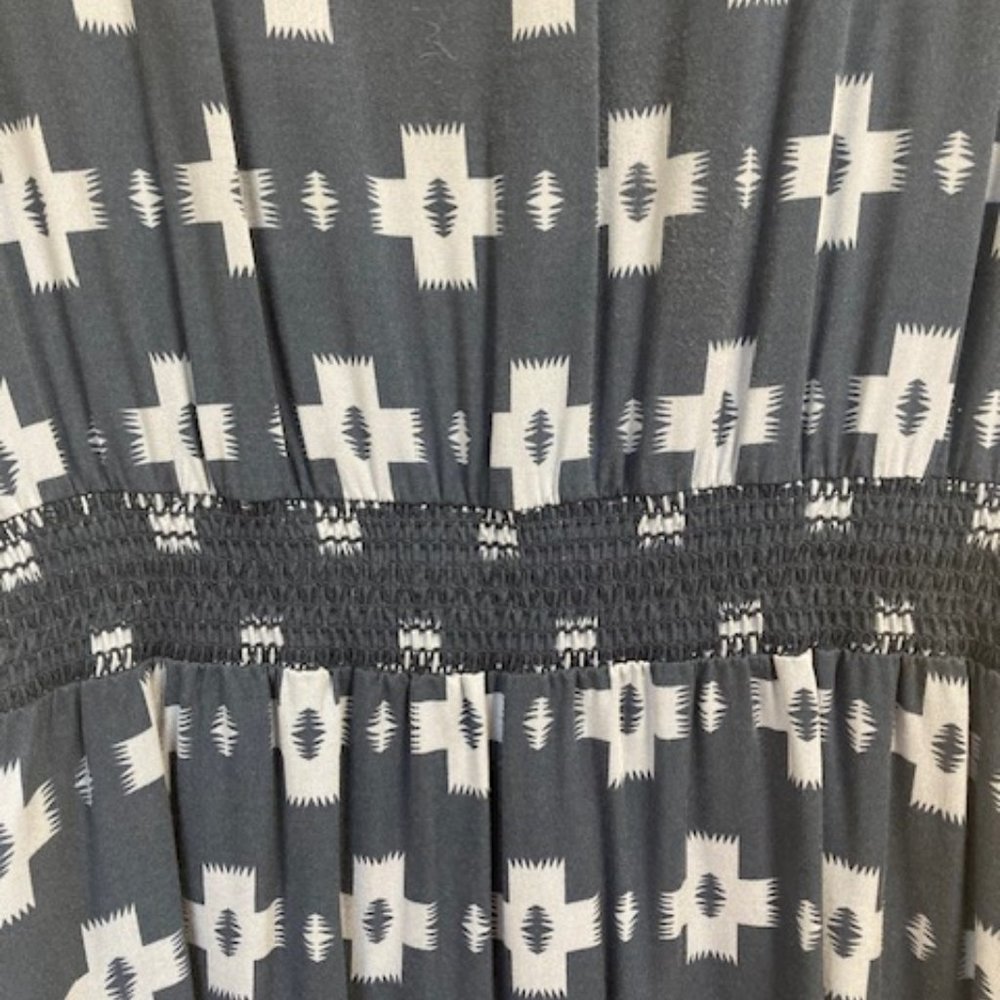 Pendleton Blue Patterned Midi Length Cotton Dress… - image 4